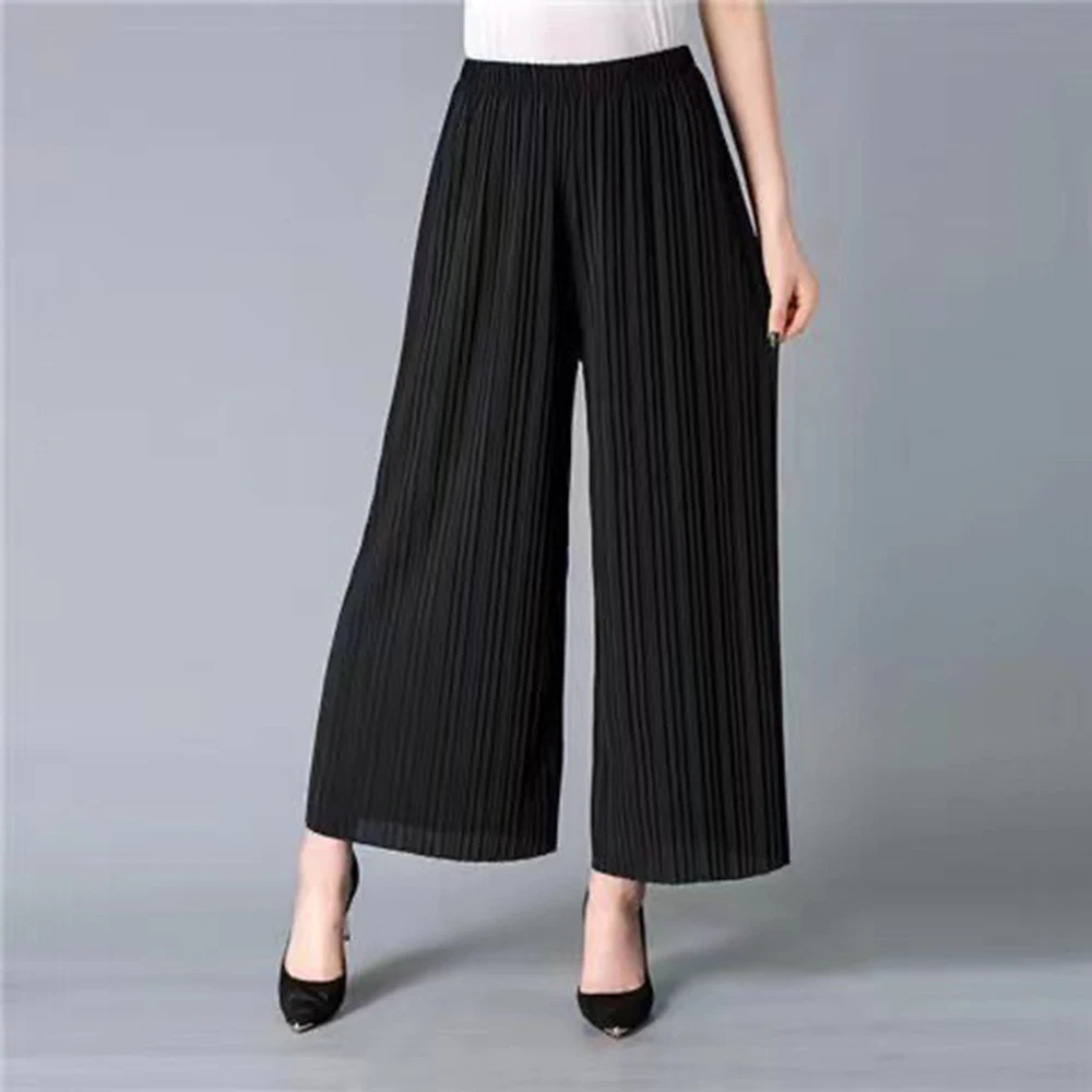 

Ladies Wide Leg Trousers Spring Summer Pleated Pants Women High Waist Saggy Loose Straight Trousers Casual Elastic Pants