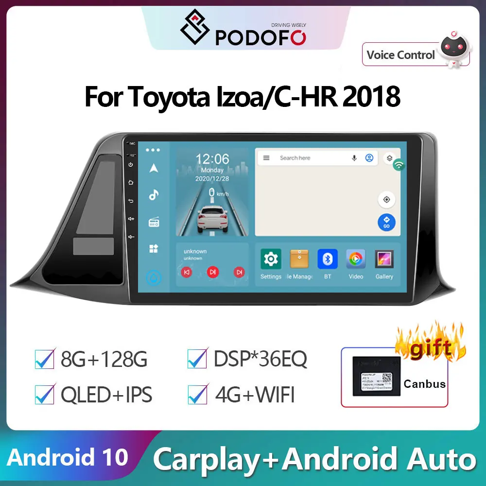 Podofo For Toyota Izoa/C-HR 2018 Car Radio Multimedia Video Player Navigation stereo GPS Android No 2din 2 din dvd Autoradio