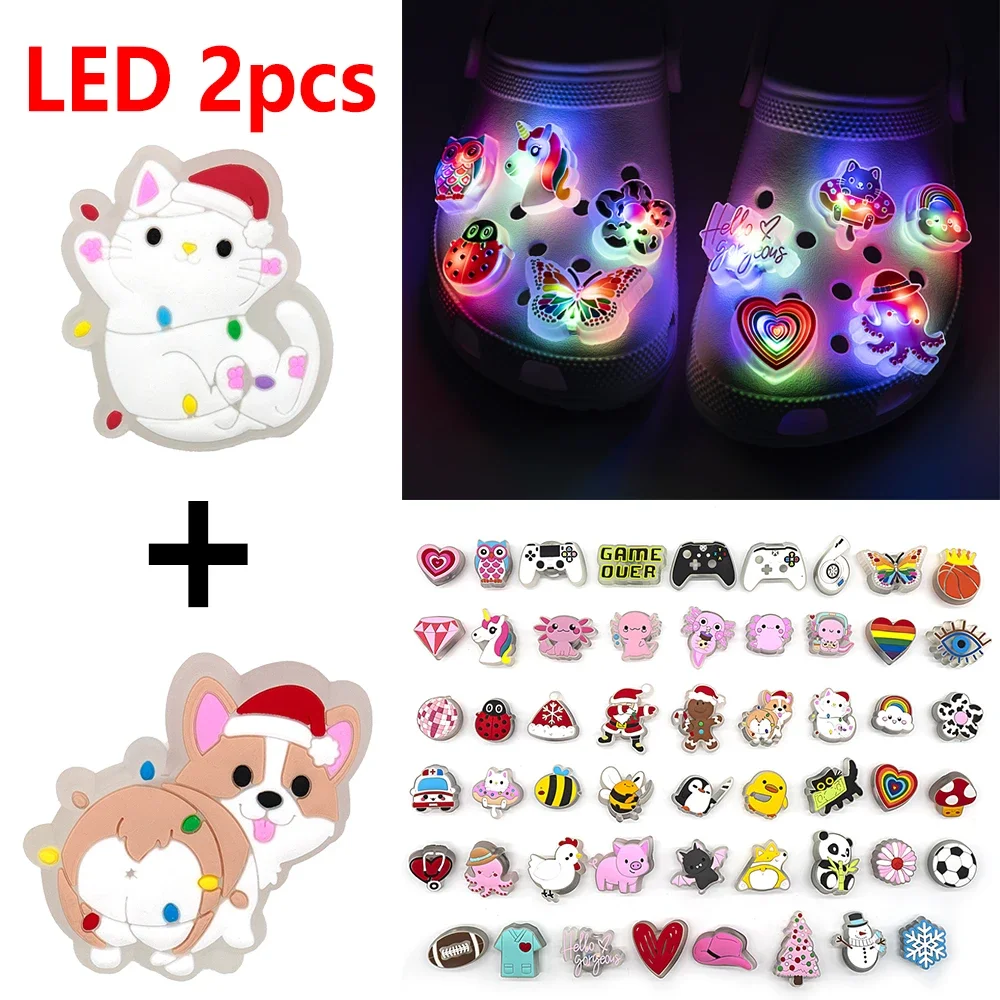 2pcs Lighted Shoe Charms Gamepad Cute Animal LED Pins Shoe Decorations for Kid Men Women Clog Glowing Sneaker Sandal Accessories