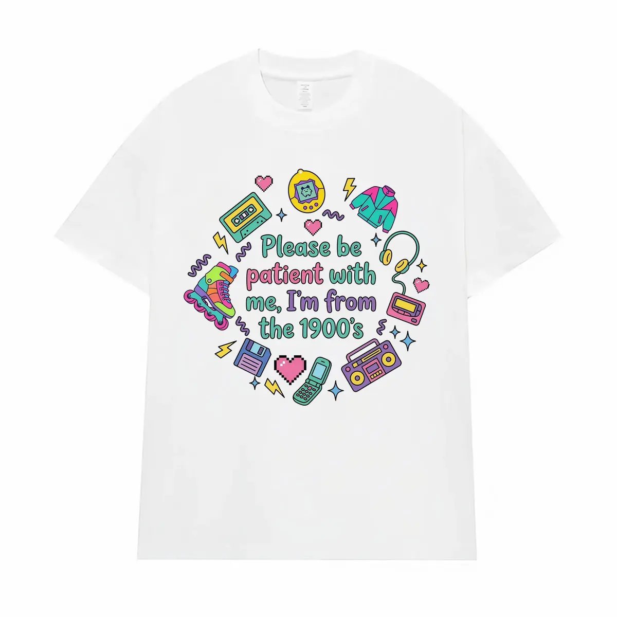 Please Be Patient with Me I'm From The 1900s Funny Meme Graphic T-shirts Men Women Casual 100% Cotton Loose Short Sleeve T Shirt
