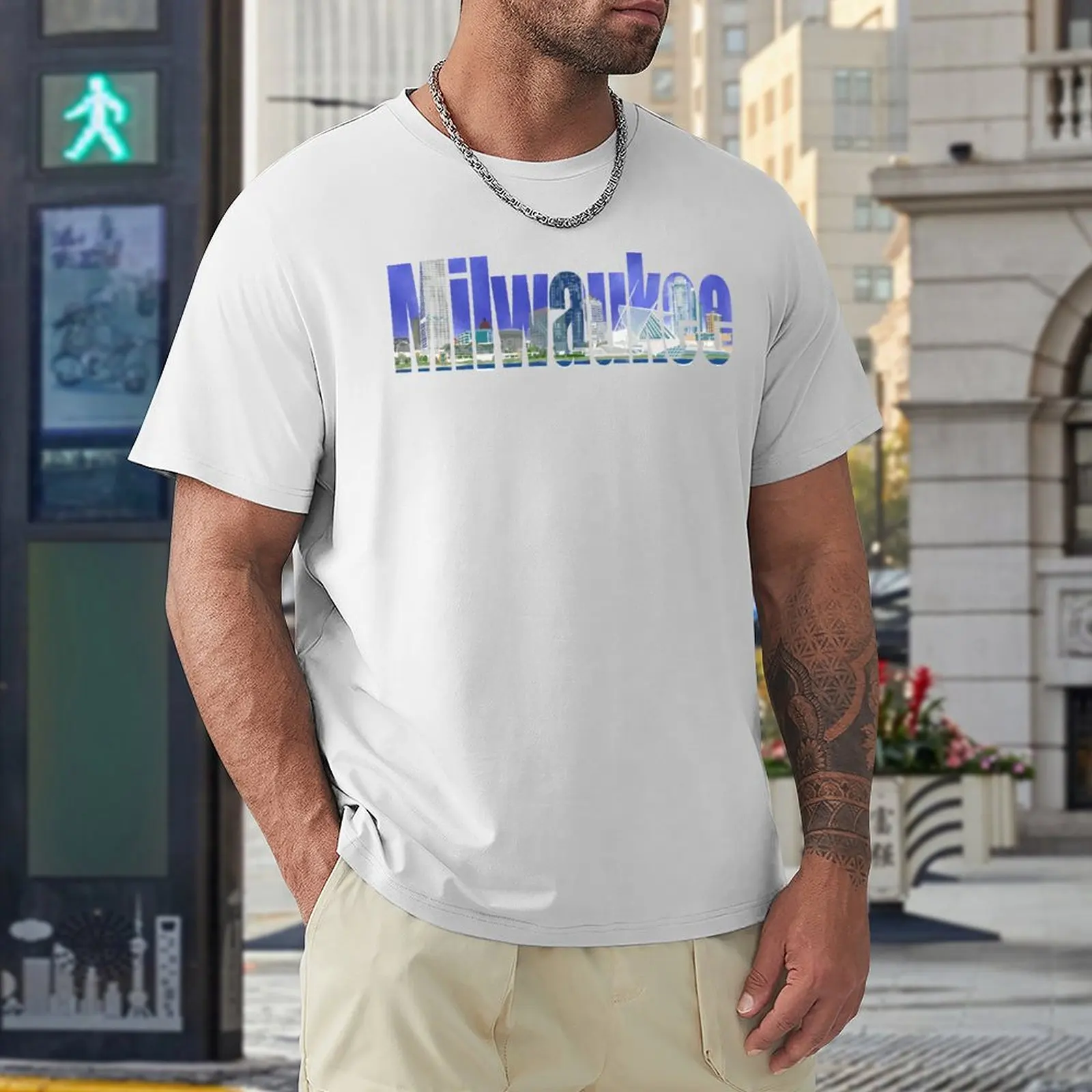 Teachers' Day  Wisconsin Skyline Men's Fresh T-shirt Movement Top Tee Graphic Cool Humor Graphic Home Eur Size