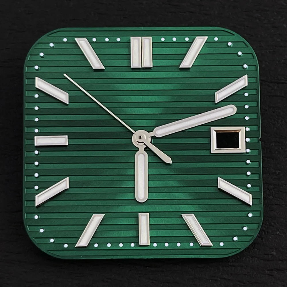 Square Dial NH35 dial Custom Logo Man's watch dial green luminous suitable for NH35/NH36 movement watch accessories repair tool