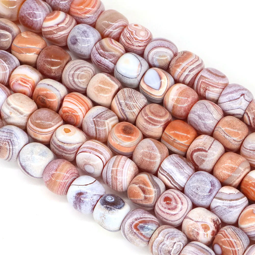 Wholesale 15x14mm Drum Shape Beads Natural Reiki Stones Striped Agate Bead for DIY Jewelry Making Bracelet Necklace Accessories