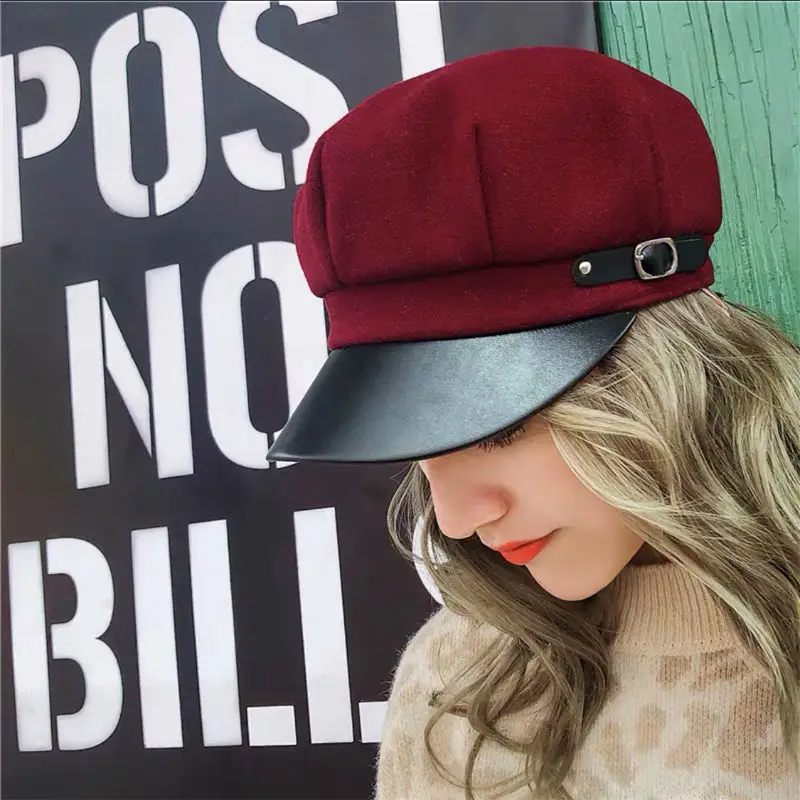 Boina británica de moda Retro para mujer, sombrero octogonal versátil coreano, boina clásica Retro, gorra