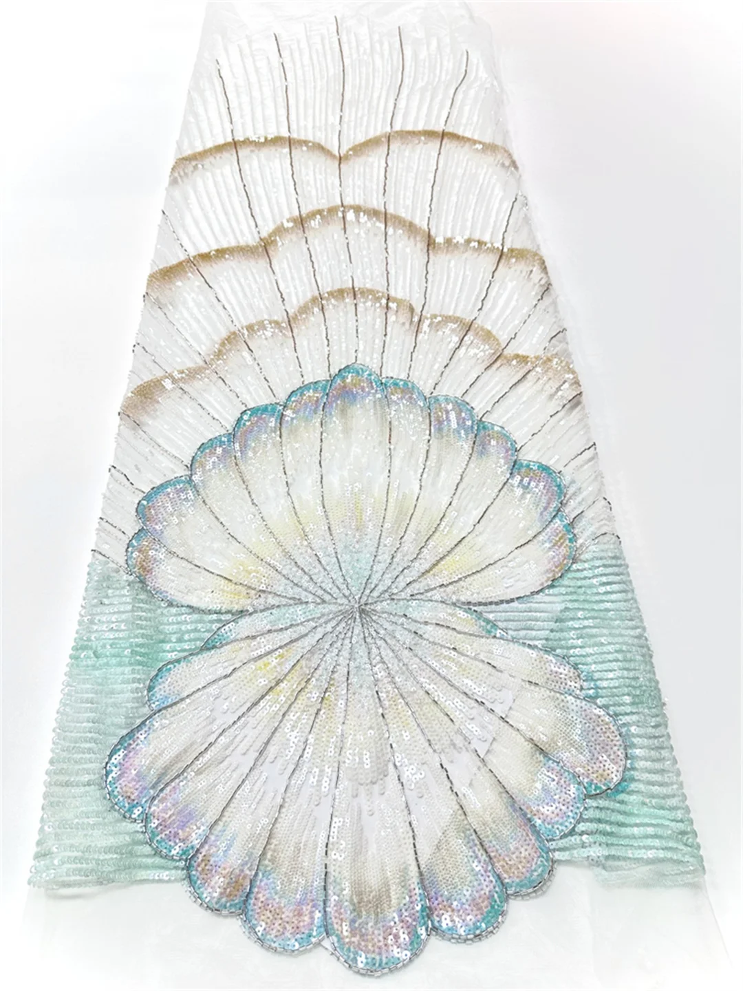 African Beaded Tulle Lace Fabric 2026 High Quality Lace French Nigerian Sequins Embroidered Lace for Party Dress Sewing 5 Yards