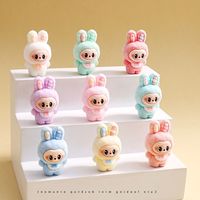 10pcs Lovely Babythree Rabbit Anime Flocked Action Figure Decorative Pendant Desktop Kawaii Dolls Ornaments Toy Blind box Gifts