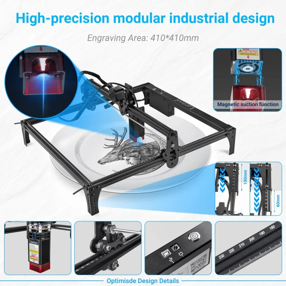 BLUETIMES Laser Engraving Machine DIY Laser Cutting Machine CNC Blue Light Engraving Machine For Metal Acrylic Glass Leather