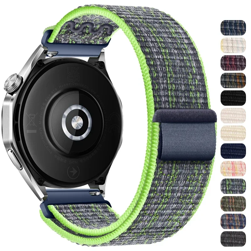 나일론 루프 스트랩, 삼성 워치 6, 5, 5 프로, 4/6 클래식, 화웨이 워치 4, 3, GT3, 20mm, 22mm 팔찌, Amazfit GTS, GTR 4, 3