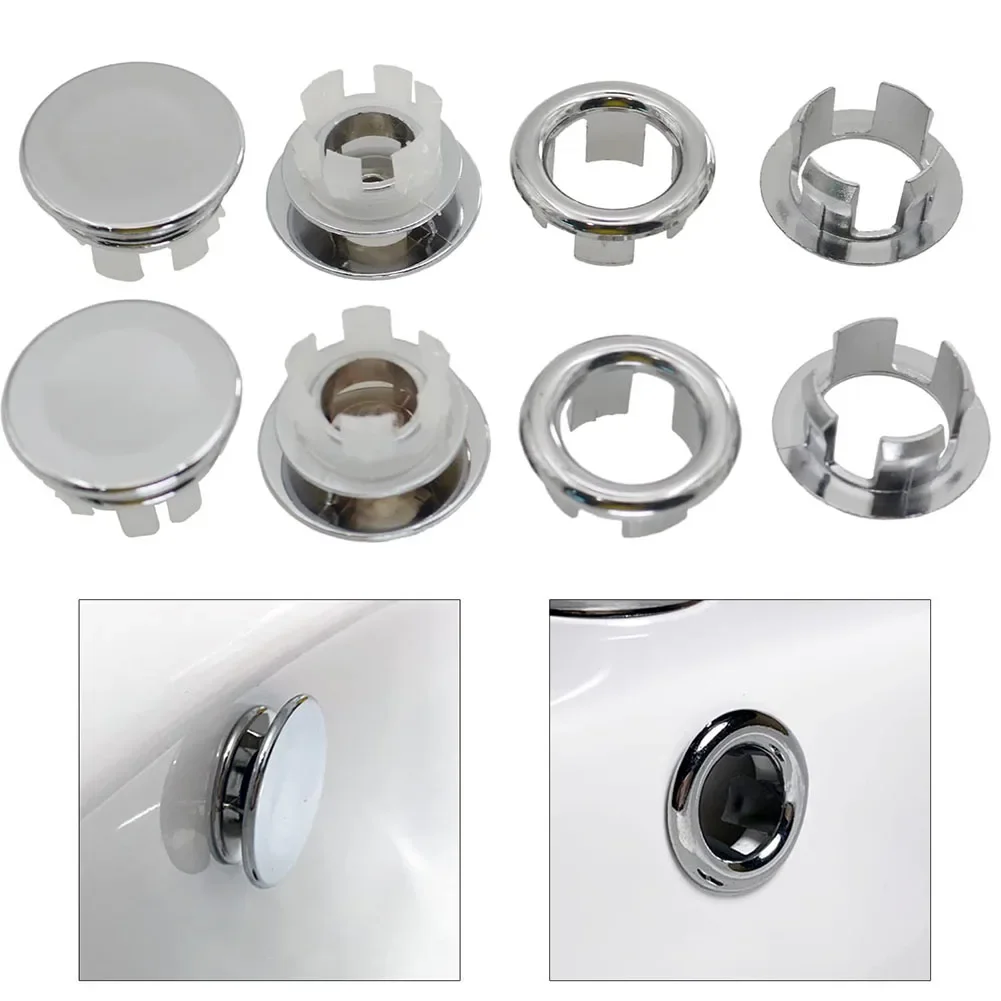 Bathroom Kit Sink Spare Parts Silver ABS Plastic Basin Hole Overflow Ring Plugin Decorative Household Products