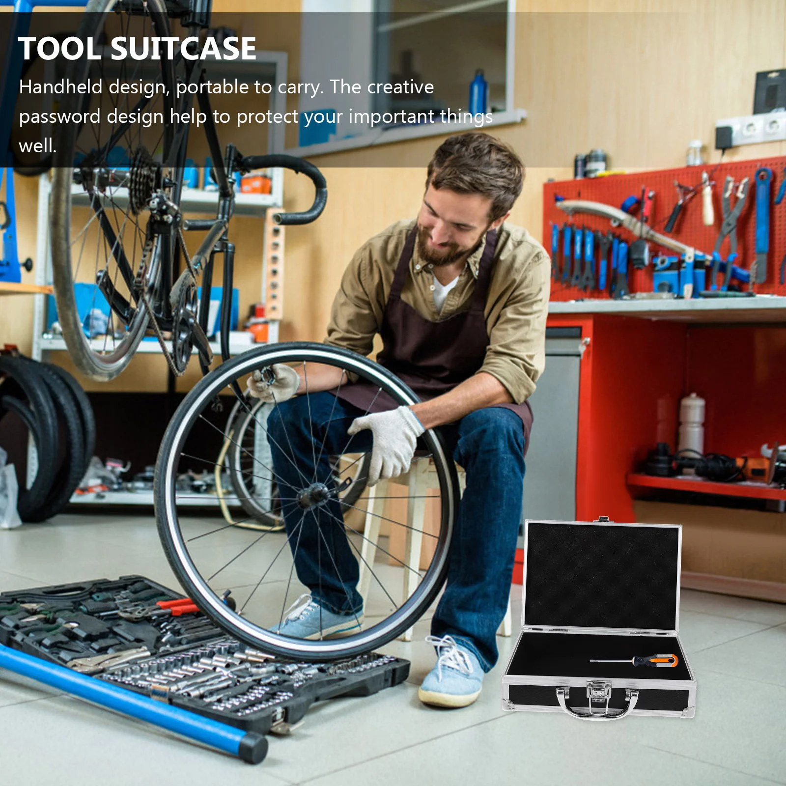 

Aluminium Alloy Hard Case Tool Storage Briefcase Portable Locking Large Capacity Metal Case for Office Travel Metal Briefcase