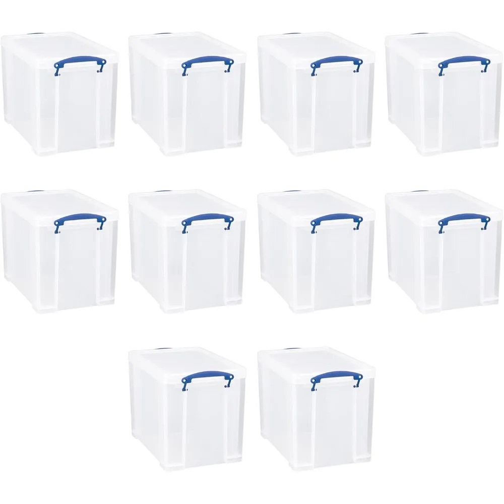 19 Liter Plastic Stackable Storage Container with Snap Lid & Built-In Clip Lock Handles for Home & Office Organization