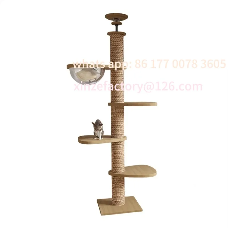 

Customizable Adjustable Cat Tree House Cat Tower Floor to Ceiling Multi-Level Condo With Scratching Post Hammock Pet