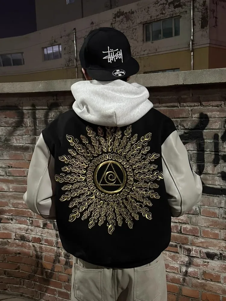 

Мужская бейсбольная куртка Sunine Eye Bla с вышивкой, весенне-осенняя, повседневная, модная, из полиэфирного волокна