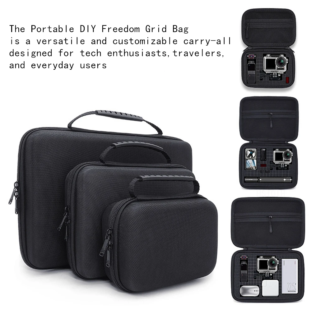 EVA DIY Travel Storage Box for Xiaomi SJCAM DJI OSMO EKEN SJCAM Sports Cameras Zippered Case Waterproof Dustproof Shockproof Bag