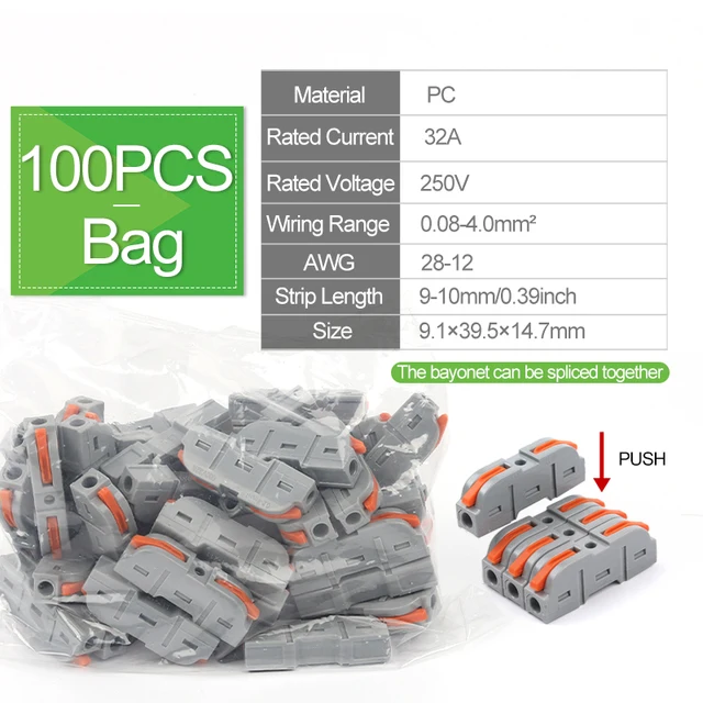 DIY GO Quick Splicing Multiplex Butt Wire Connector Compacte elektrische kabelklemmenblok Home Wiring Connectors Junction Box