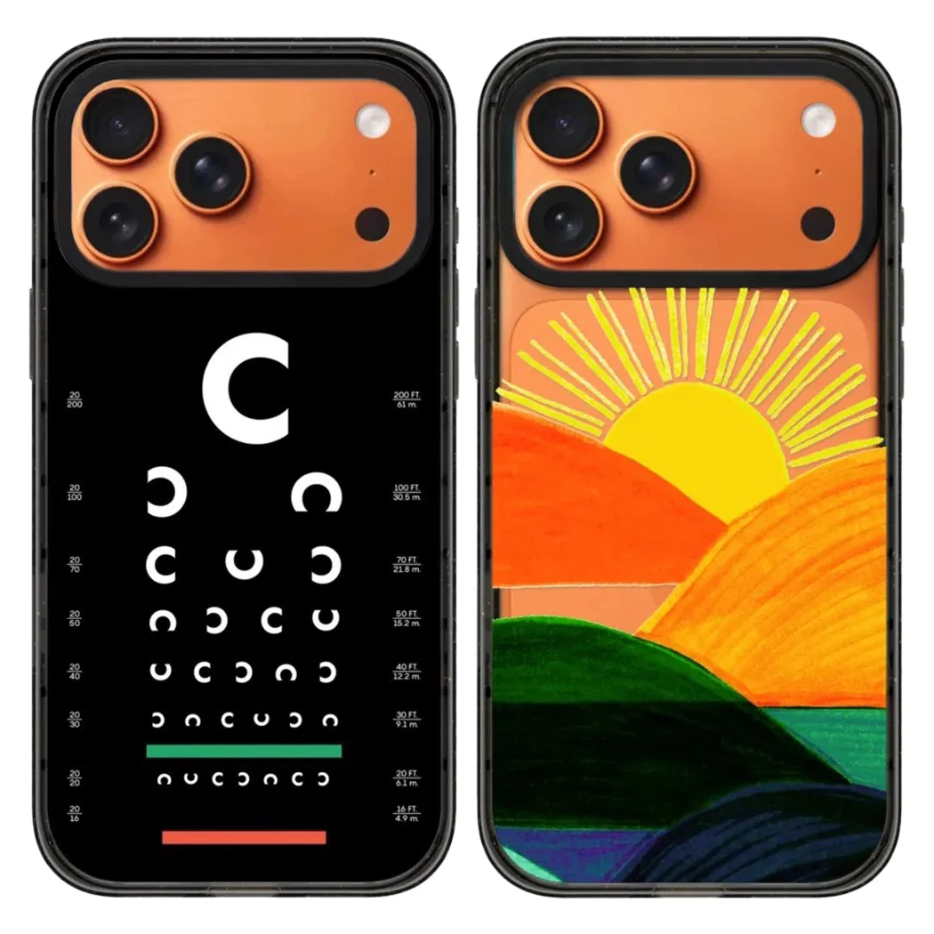 

Vision Test Sunset Acrylic Black Border Magnetic Case: Compatible With IPhone 17 16 15 14 13 12 Pro Max 17 Air