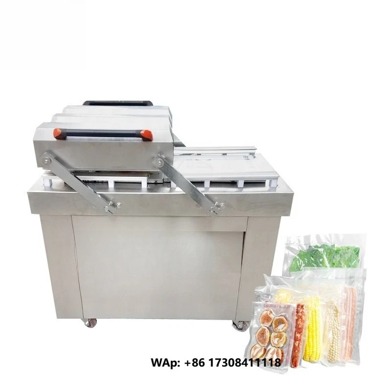 DZ400/DZ500 Manufacturer Low Price Meat Rice Snack Fish Food Sealer Bag Gas Flush Big Size Double Chamber Vacuum Packing Machine