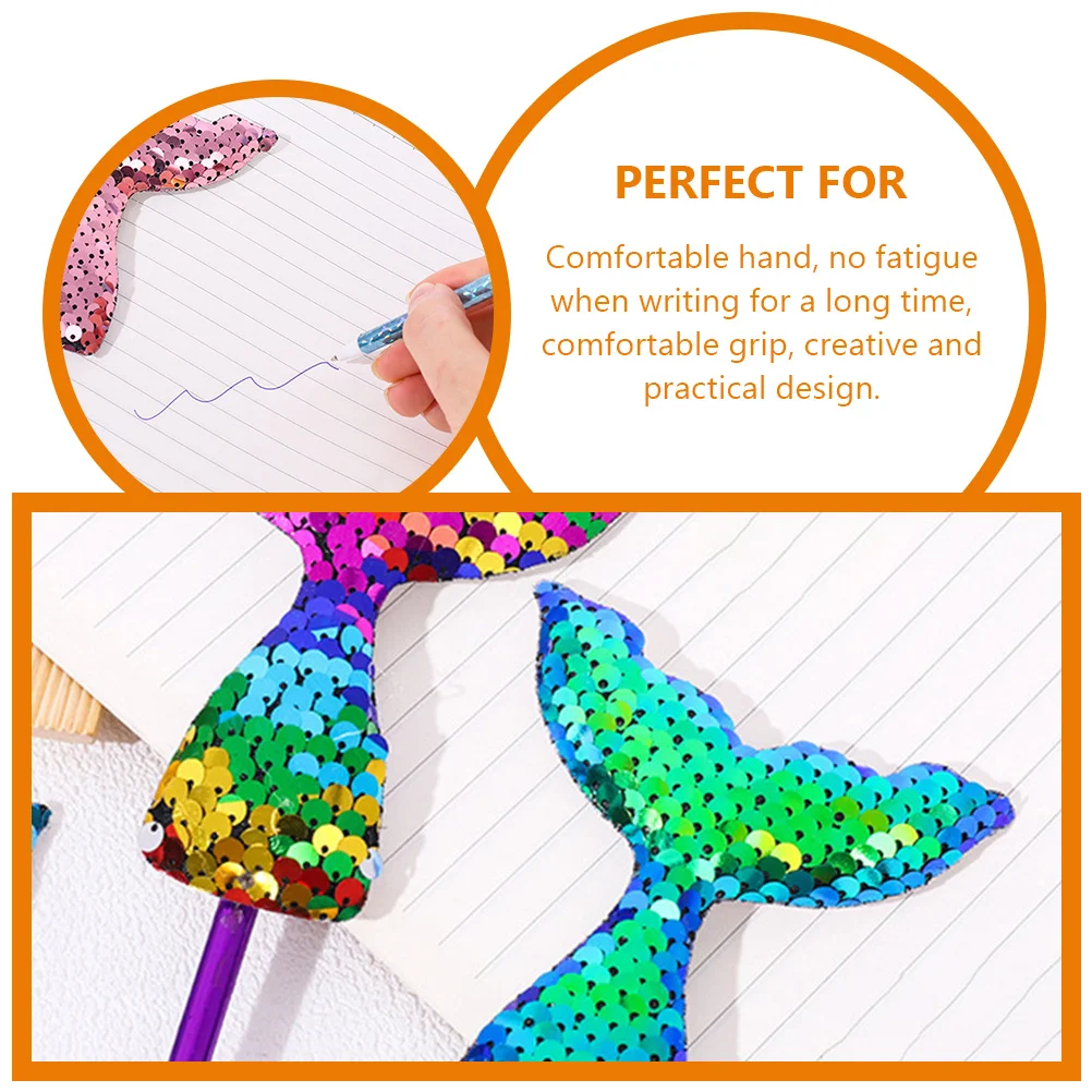 

6pcs Mermaid Ballpoint Pen Comfortable Grip Smooth Writing Compact Light Weight Office Home Use Adorable Design Gift Doodling
