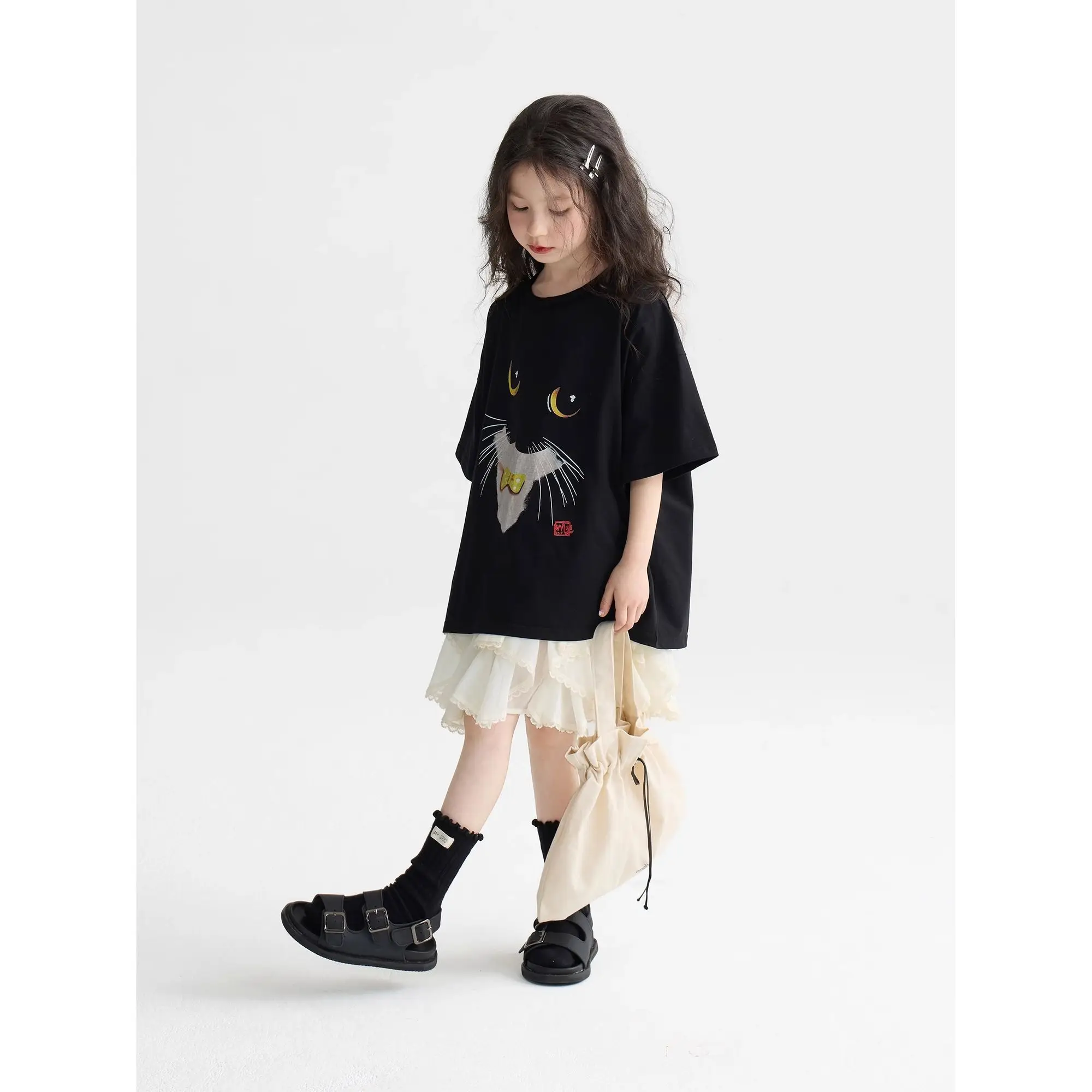 2026 New Girls Korean Style Cotton Short Sleeve T Shirt Summer Big Kids Casual Loose Top Elegant Casual Wear Breathable