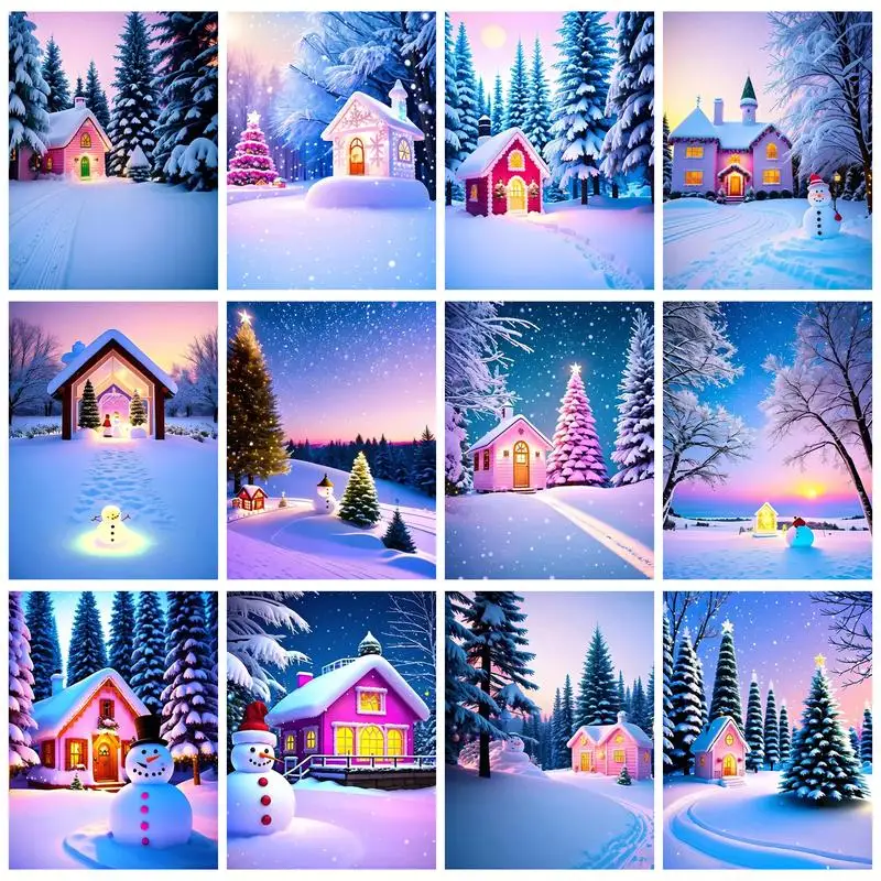 

CHENISTORY Oil Painting By Numbers With Frame Snow Landscape For Adults Picture Coloring Home Decors Diy Gift On Canvas Handmade