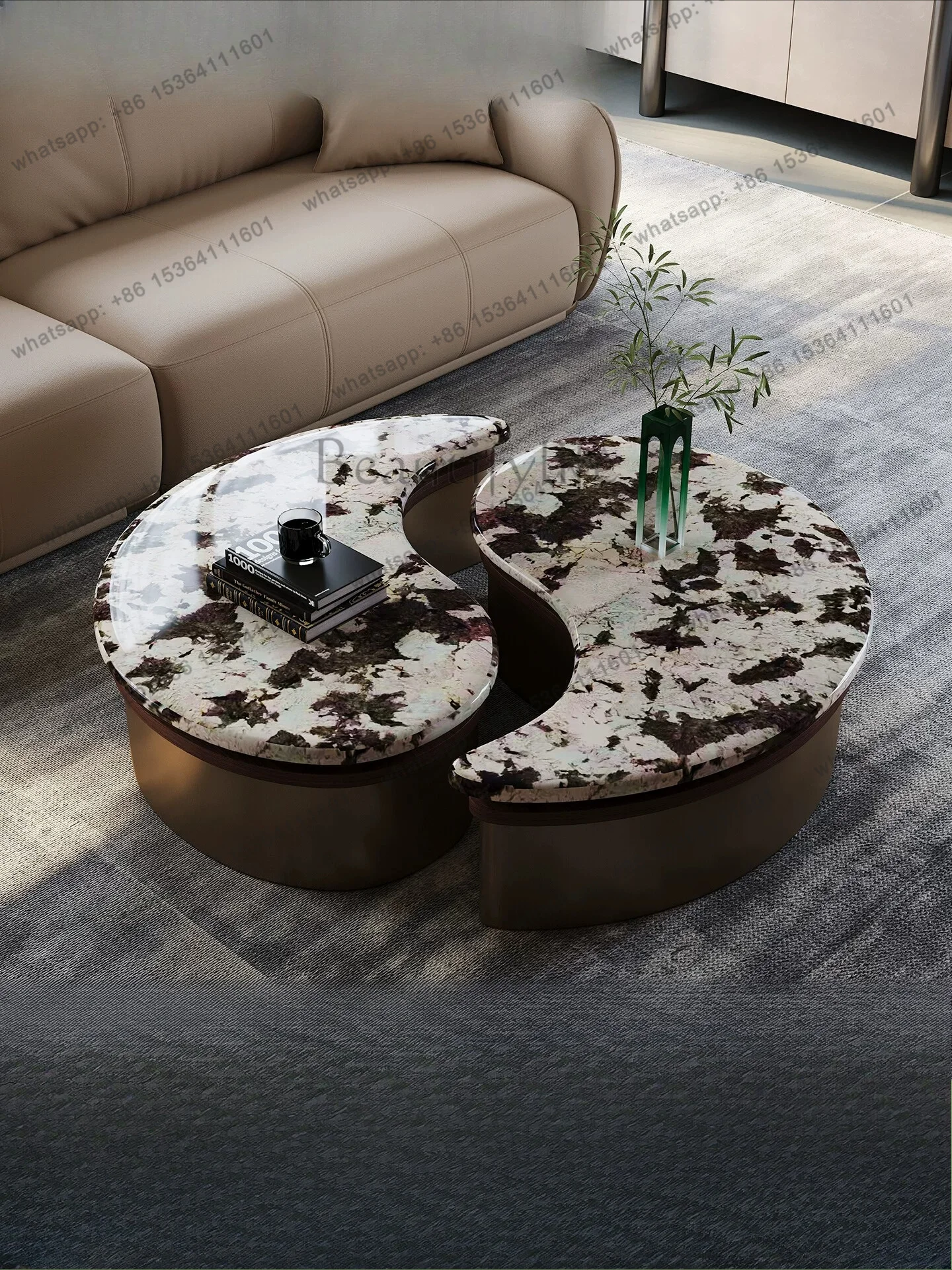 

PG-light luxury marble coffee table living room Italian minimalist whole house high-end natural marble
