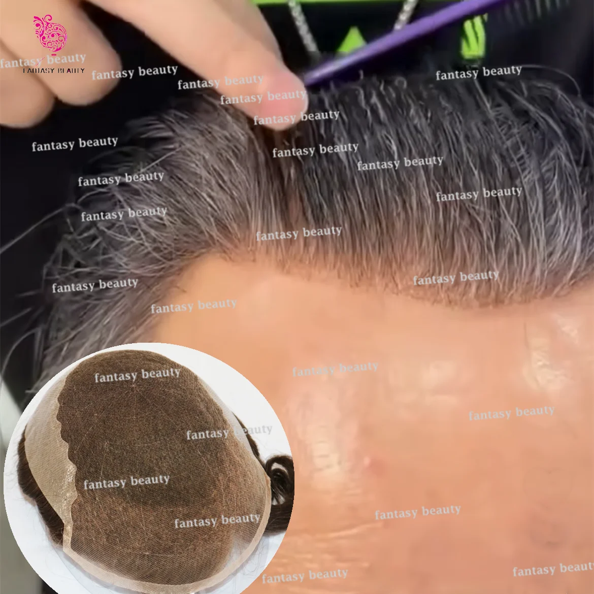 Linha fina natural dos homens peruca pedaço de cabelo q6 laço suíço & plutônio cabelo humano loira preto respirável branqueamento fivela prótese capilar