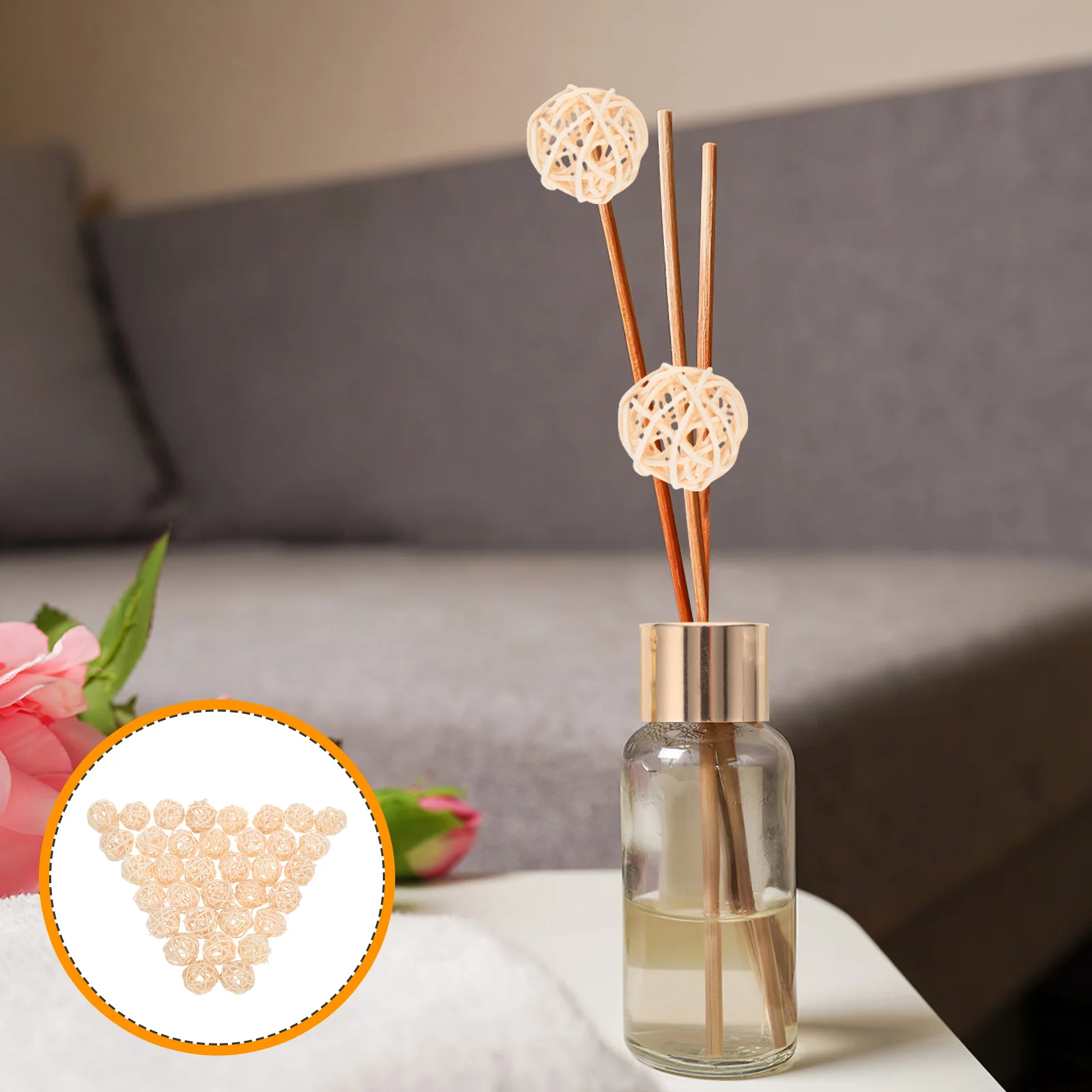 

30pcs 3cm Aromatherapy Rattan Ball Handmade Hanging Ornaments Pendant Aromatherapy for Home wicker rattan ball
