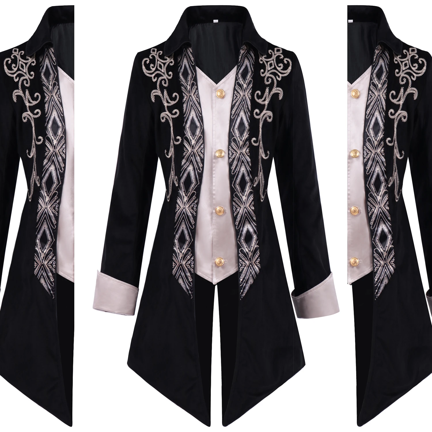 Medieval Gothic Embroidered Victorian JacketRenaissance Costume For Men Xmas Steampunk VintageTailcoat Medieval Frock Coat