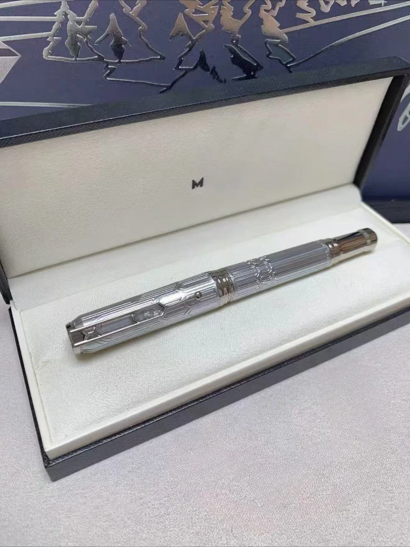 stylo-roller-professionnel-a-motif-vertical-en-metal-argente-marron-de-la-marque-m-collection-de-luxe-multicolore-stylo-de-bureau-boite-de-stylo-non-incluse
