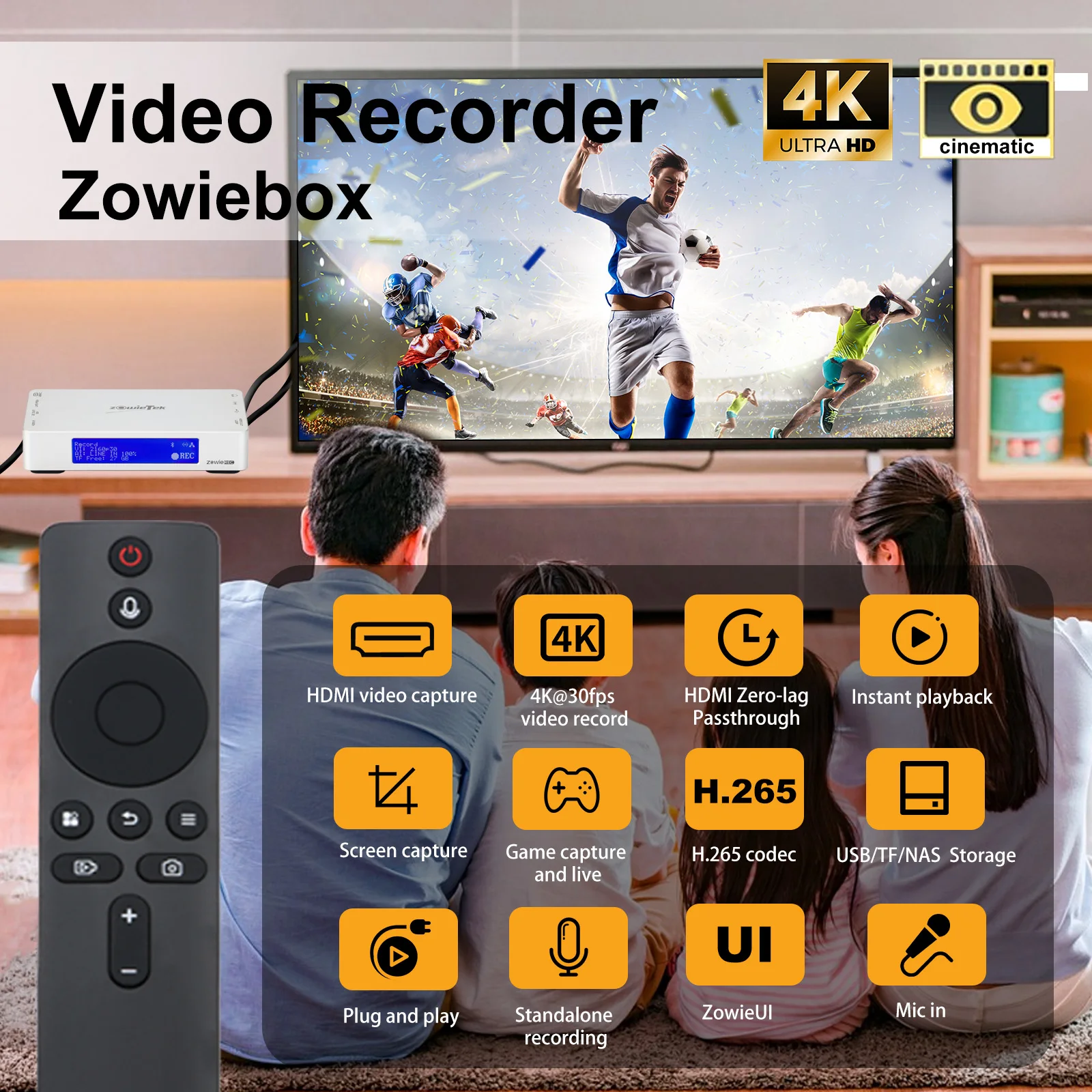 Kép 4: Zowierec 4K hdml Digitális videó recorder|no PC required|remote control|playback|schedule record|4k@30fps|4k60 loopout|1080p
