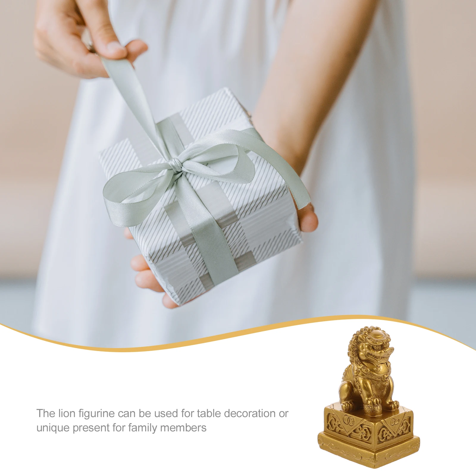 

2pcs Lion Statues 5x4x7cm Resin Material Copper Decor Animal Figurines Craft Gifts Wild Animals Sculpture