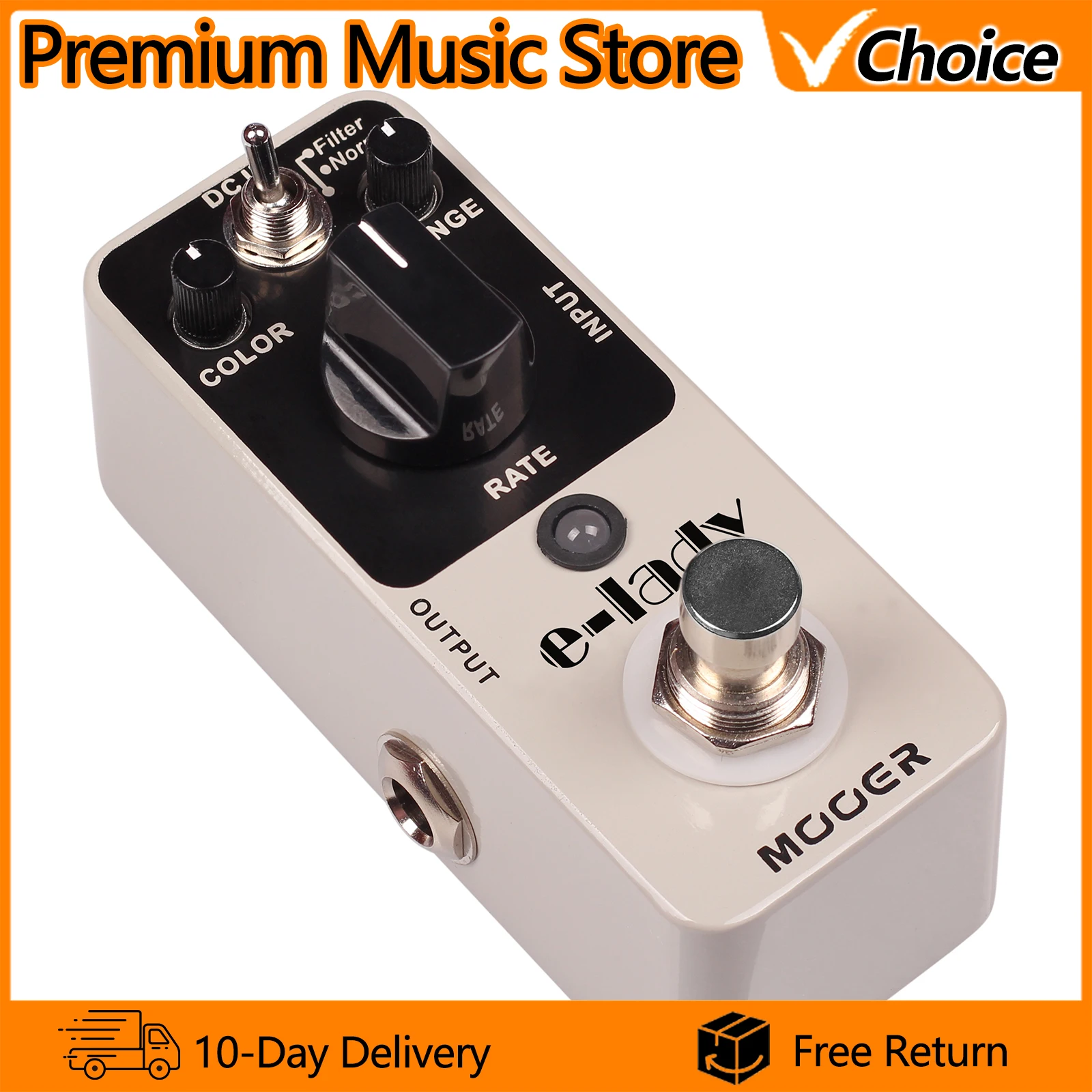 

MOOER Guitar Effects Pedal E-Lady Analog Flanger 2 Modes Normal Filter True Bypass Full Metal Shell Guitar Effects Accessories