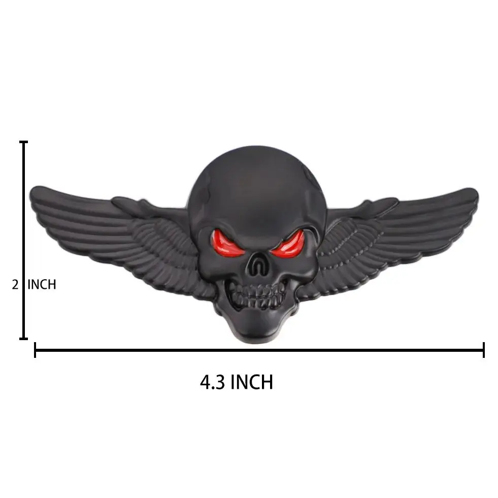 2Pcs Skeleton Skull Emblem Car Badge Sticker Car Side Rear Front Hood Trunk Door Fender Bumper Metal Badge 3D Decal Sticker