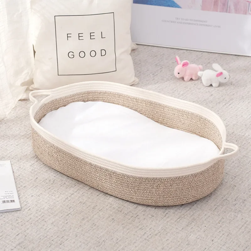 Baby Basket Cotton Rope Newborn Going Out Sleeping Basket Baby Diaper Changing Table Basket Newborn Baby Cradle Bed