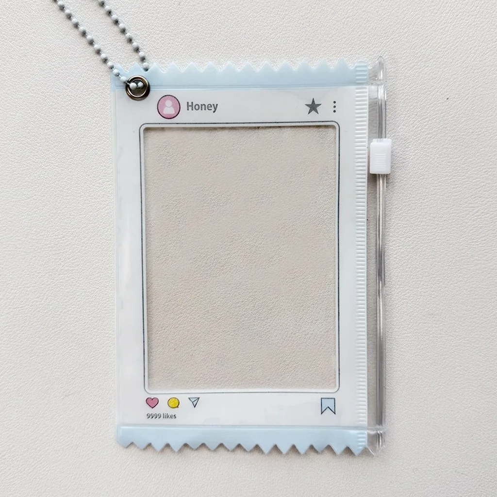 3 Inch Zipper Card Holder with Clear Window PVC Portable Card Case with Hanging Chain for Instax Photos Photocards Badge Display