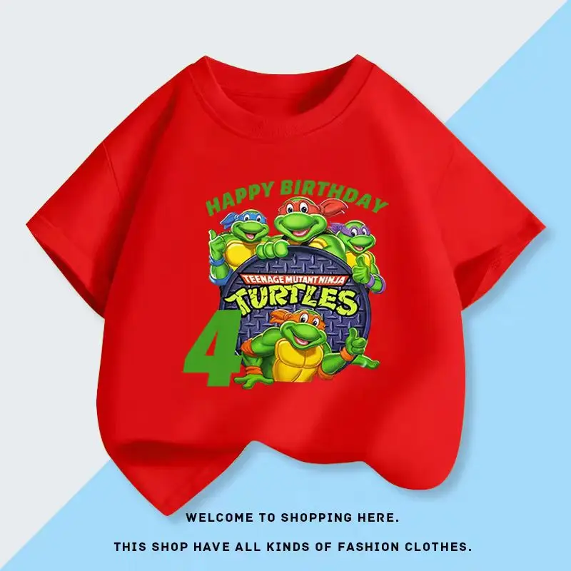 Nickelodeon Latest model - Large size - Teenage Ninja Turtles children's cotton T-shirt - Spring/Summer - Short-sleeved top
