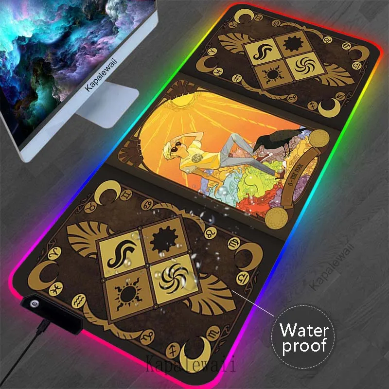 

RGB Witches Moon Tarot Mouse Pad LED PC Desk Mat Gamer Mousepad Waterproof Mouse Mat Non-Slip Rubber Mat Keyboard Pads 900x300mm