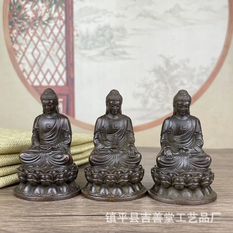 Three Treasures Buddha Statue Ornament Retro Home Decor Ornament Tathagata Guanyin Buddha Statue Medicine Buddha