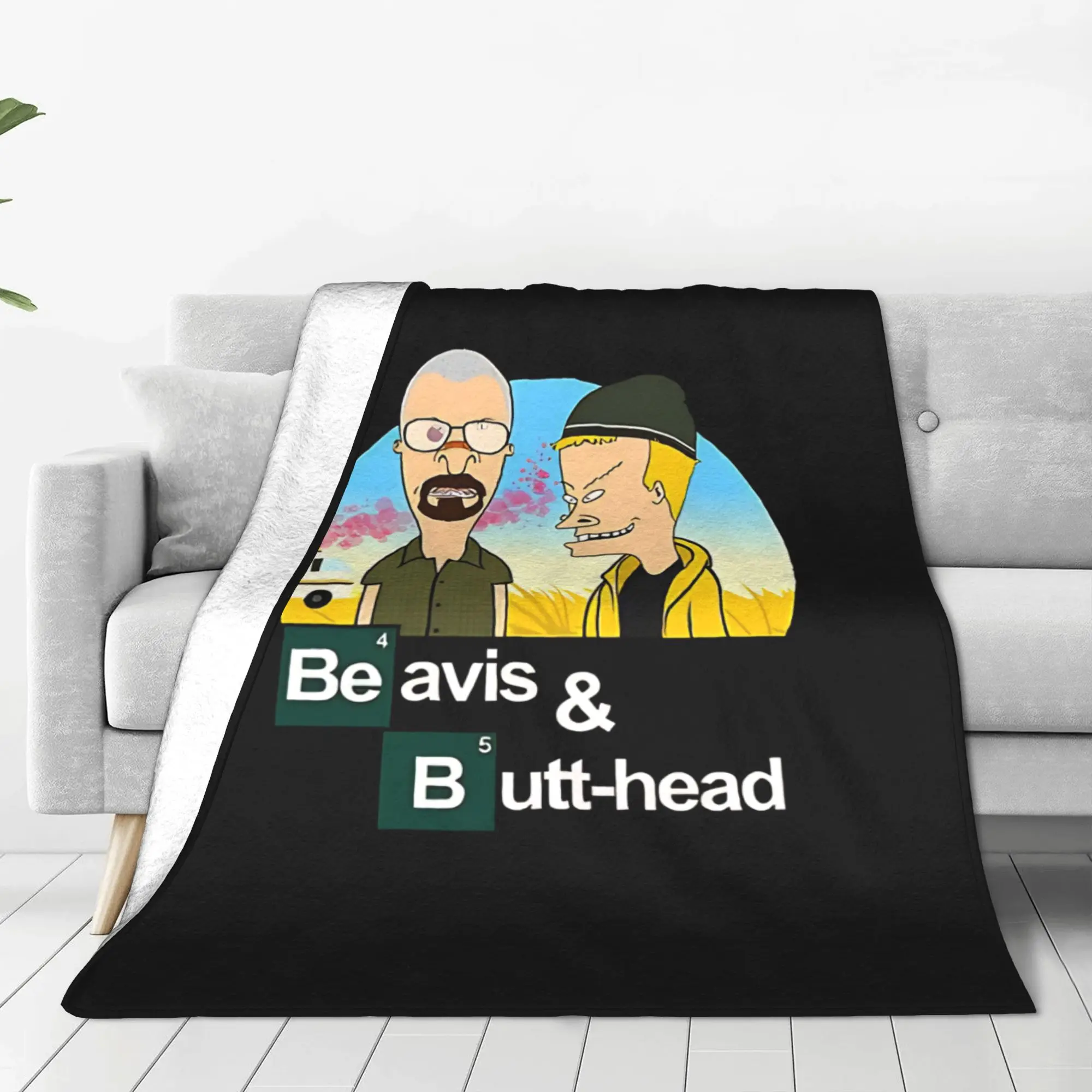 1PC Home Cute Room Decor Vintage Graphic Blanket Throw Blanket Beavis and Butt Head Novelty Warm Blanket All Season