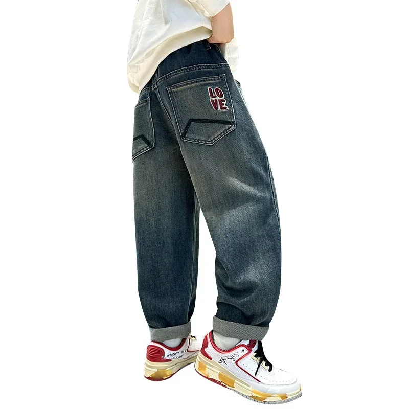 

Spring Autumn Kids Casual Jeans for Big Boy Child Fashion Vintage Trousers Cotton Sweatpants Teenage Baby Boys Clothes Jeans