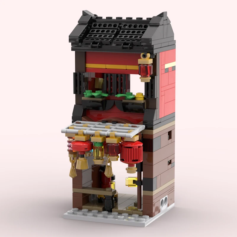 

320PCS MOC MK02 Lantern Shop & Apartment Premium Chinese Festival DIY Model Building Blocks Birthday Toys Gift