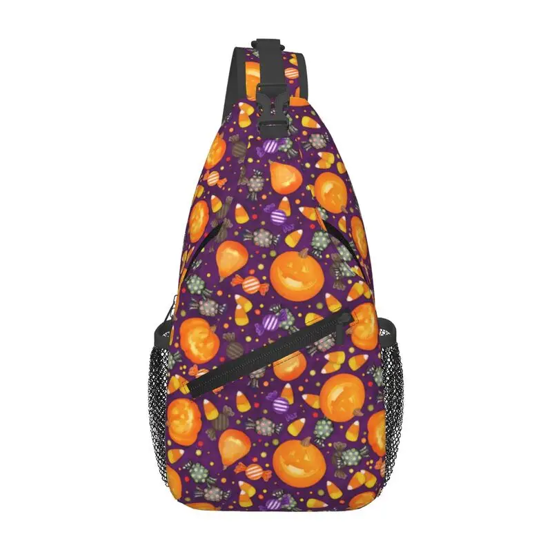 

Custom Halloween Candy Pumpkins Sling Bag for Traveling Men Chest Crossbody Backpack Shoulder Daypack