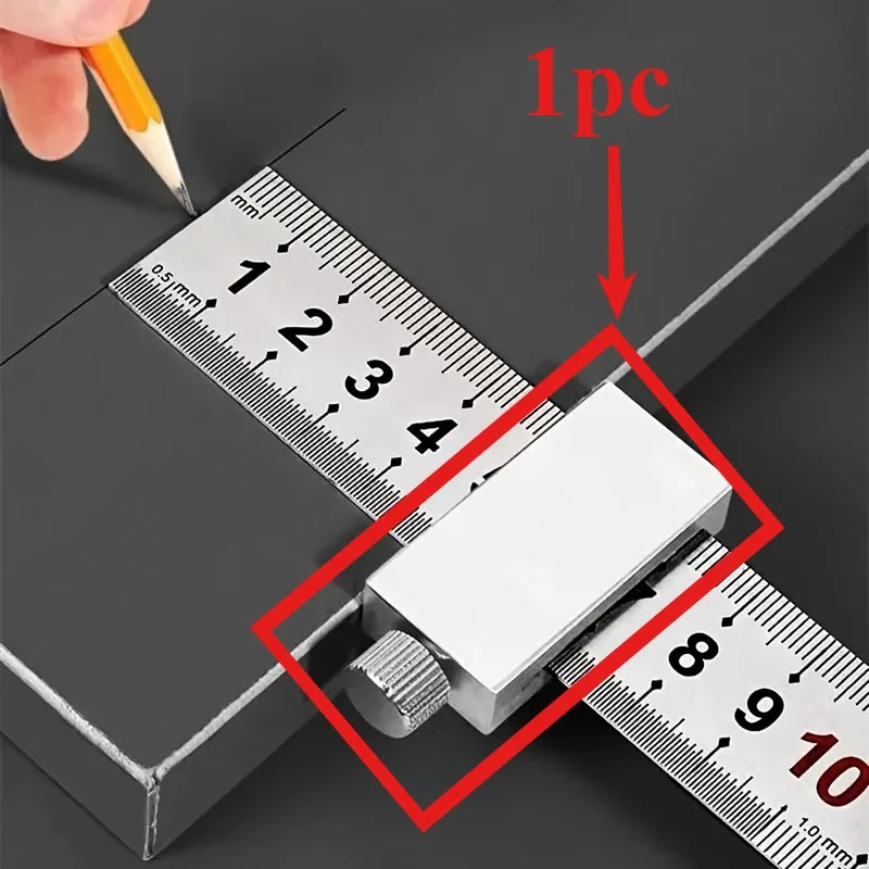 Adjustable Steel Ruler Stopper Professional Measuring Tool for Designers Woodworkers and Craftsmen with Line Marking Capability
