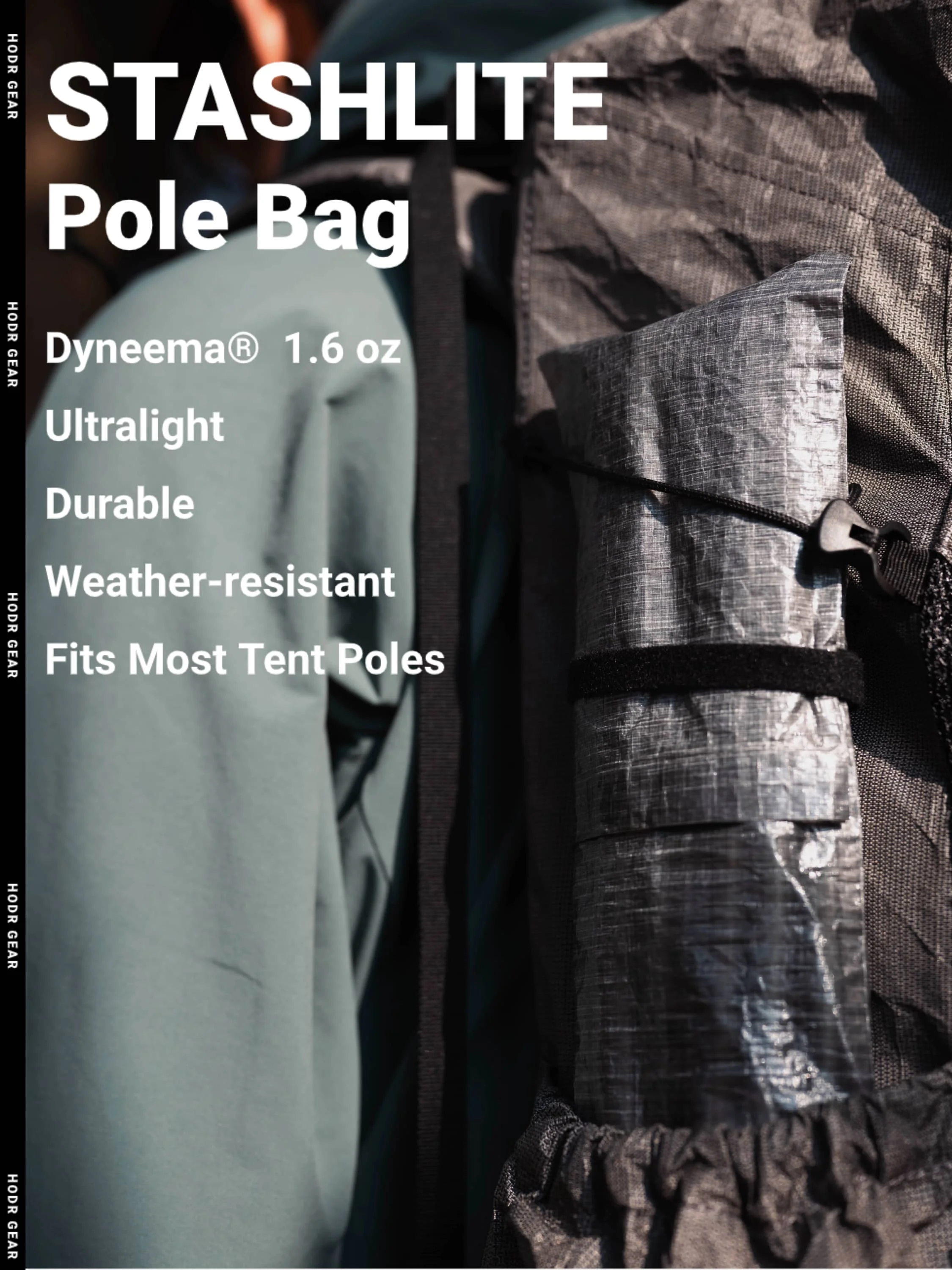 [HODRGEAR] Ultraleichte Dyneema-Zeltstangentasche, 9 g DCF, wasserdichter Aufbewahrungssack, Organizer-Koffer für Camping, Wandern, Zeltstangen, 30–55 cm – Detail 1