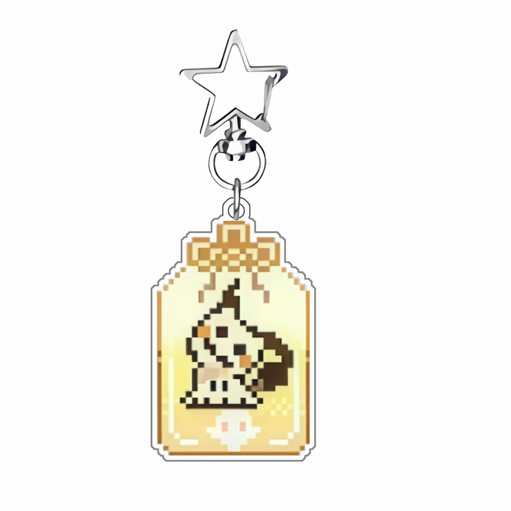 Anime Game Acrylic Keychain Mew Mimikyu Psyduck Zeraora Jirachi Rattata Golduck Litten Marill Car Key Pendant Cartoon Pendant view 3