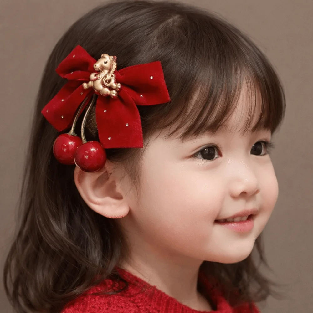 

2 шт./компл. головные уборы ханьфу, детская новогодняя заколка для волос, костюм Тан, милые красные заколки в китайском стиле, вишневая лошадь