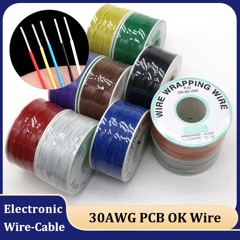 

1 Roll 250M 30AWG OK Wire PCB Solid Cable Jumper Wire Wrapping Flexible Insulation Copper Tin-plated UL1423 Electrical Wires