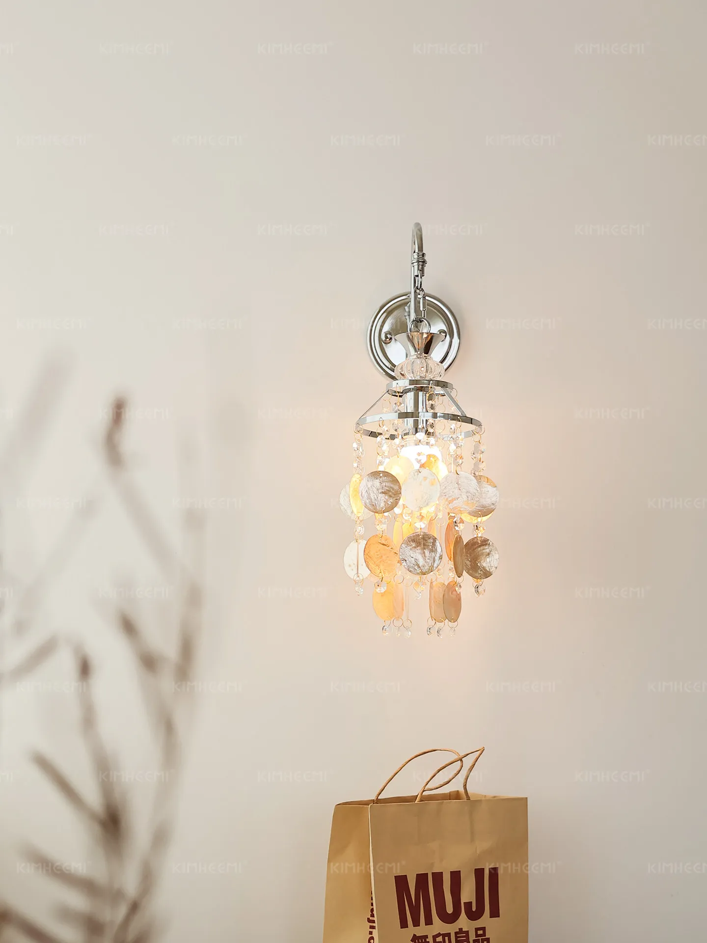Pearl shell wall lamp romantic wind chimes decorative dining room bedroom entrance corridor wall lamp