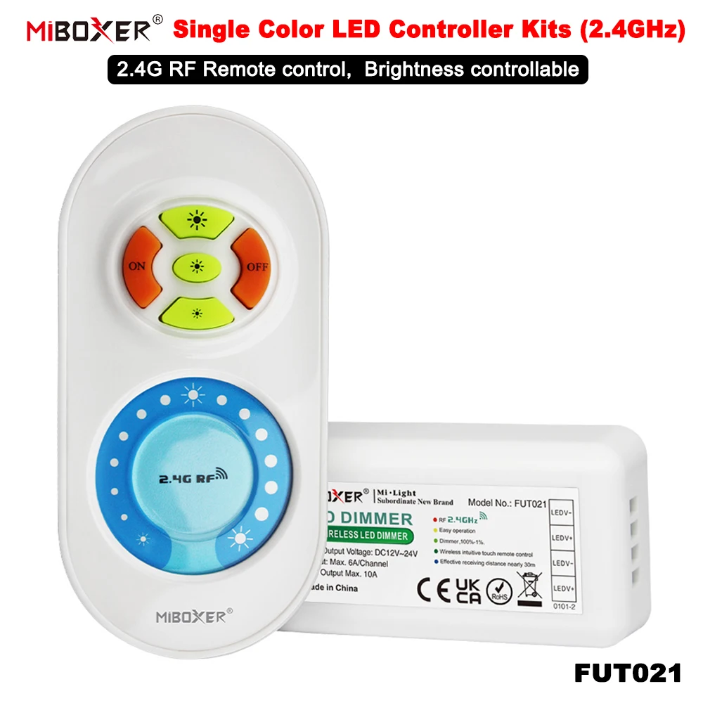 Miboxer FUT021 DC12-24V 2.4GHzRF Single Color Brightness and saturation controllable adjustable Controller Dim for Led Strip/COB