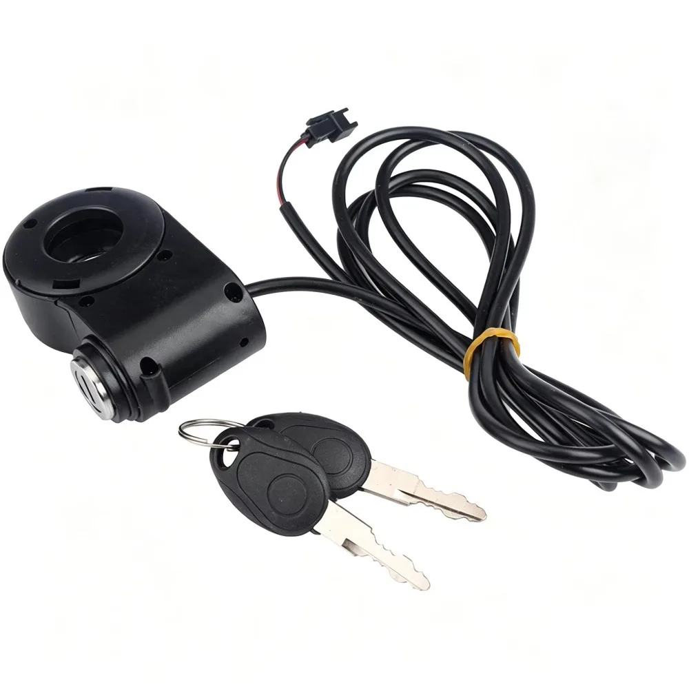 1Pcs 12V-72V Ebike Key Switch Lock 2 Wires 2 Keys Starter Switch Lock Black Aluminum Alloy Electric Scooter Key Lock